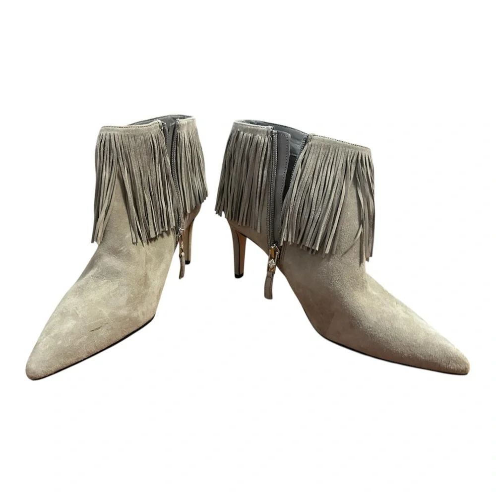 Sam Edelman, 8, Grey Suede Fringe Stiletto‎ Ankle Boots